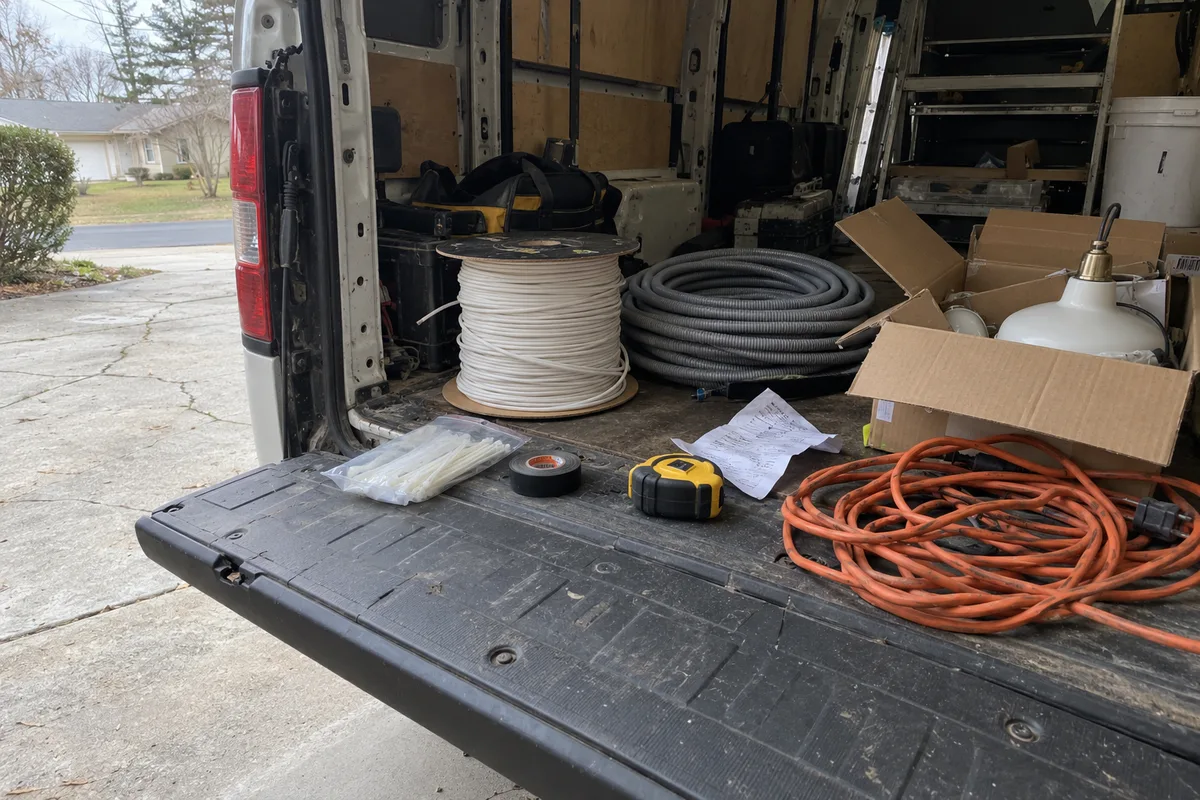 Do electricians charge sales tax in California? You pay it on the wire and report it on the fixture